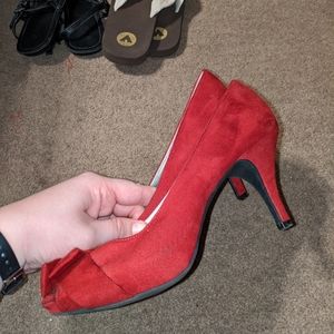 Red suede heela